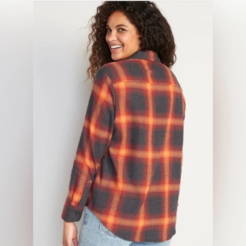 Old Navy Plaid Flannel Boyfriend Shirt Taylor Swift Evermore Womens Size XXL - Picture 3 of 11